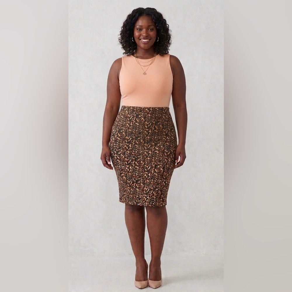 MINEFREE Premium High Waist Nylon Ponte Stretch Pencil Skirt